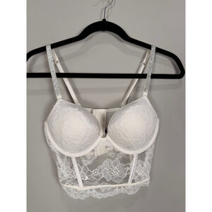 NWT Victoria's Secret White Lace Push-Up Bra Corset w/ Bling 36B